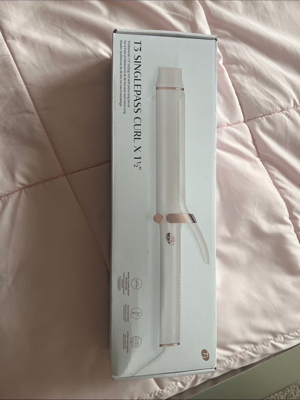 T3 White and Rose Gold 1.5" Curling Iron